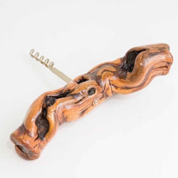 Vintage Grapevine Wood Handle Corkscrew Opener - Picture 3 of 6
